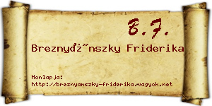 Breznyánszky Friderika névjegykártya